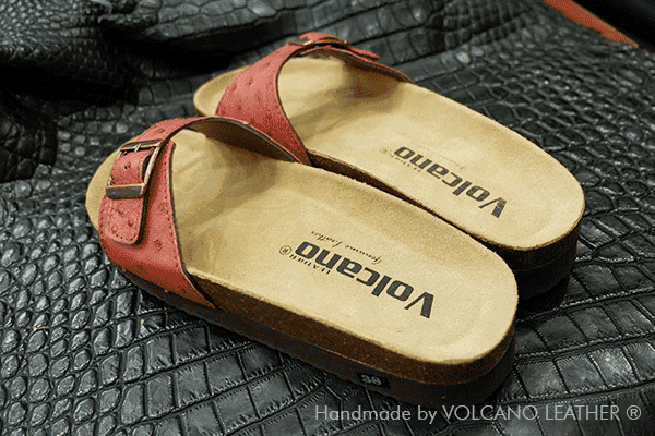 Dép da đà điểu Volcano leather